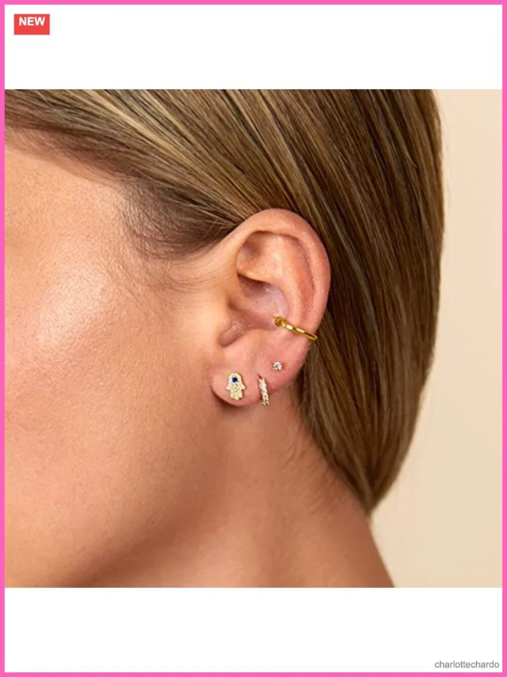 14K Gold Plated Dainty CZ Huggie Earrings for Women Hoop Piercing